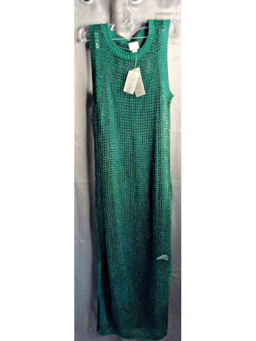 A New Day Open Knit Layered Tank Midi Dress Green Womens Size XS Sparkly